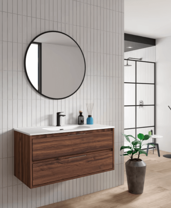 Muebles de baño de madera oscura